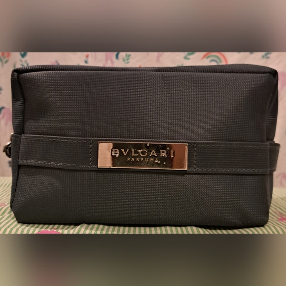 Bulgari Parfum Grey Unisex Toiletry Travel Shave Cosmetic Makeup Beauty Bag - Picture 1 of 6